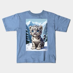 Snow Leopard Cub Kids T-Shirt